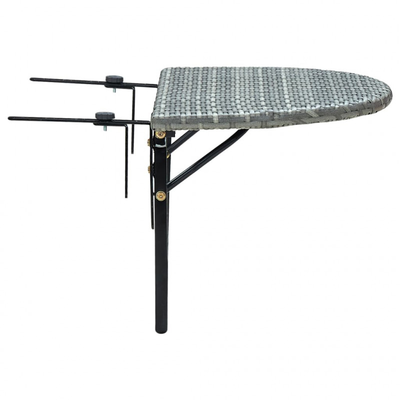 Stolik balkonowy, szary, 60x60x40 cm, rattan PE
