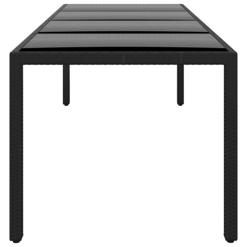 Stół ogrodowy, 250x100x75 cm, szkło i rattan PE, czarny