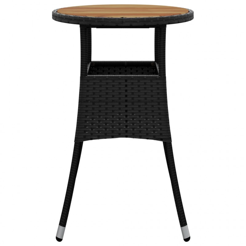 Stolik ogrodowy, Ø60x75 cm, akacja i rattan PE, czarny