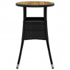 Stolik ogrodowy, Ø60x75 cm, akacja i rattan PE, czarny