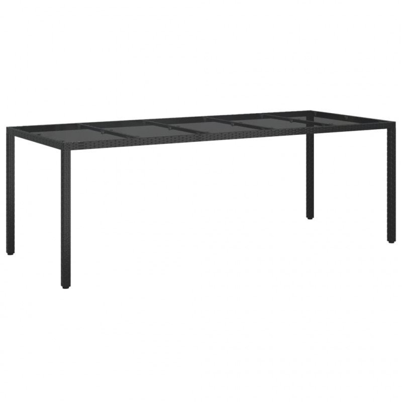 Stół ogrodowy, czarny, 250x100x75 cm, szkło i rattan PE