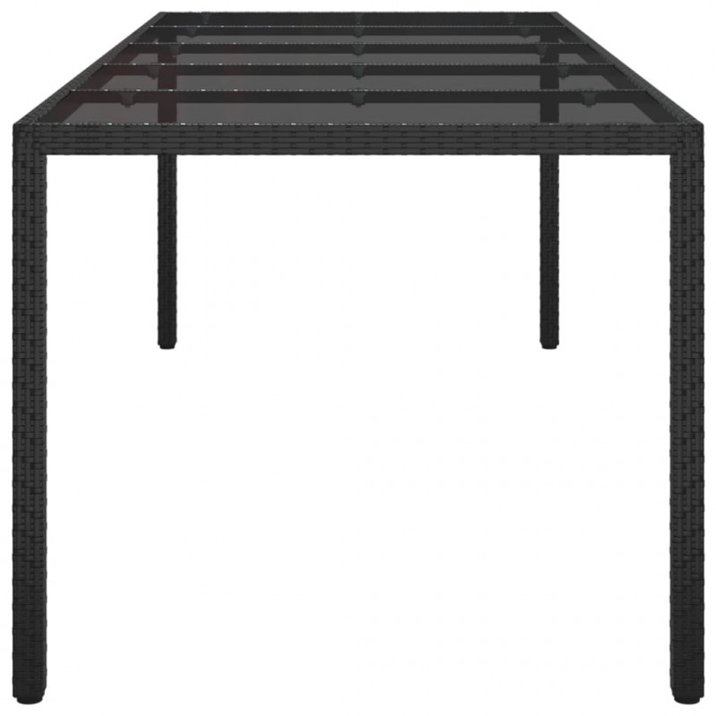 Stół ogrodowy, czarny, 250x100x75 cm, szkło i rattan PE