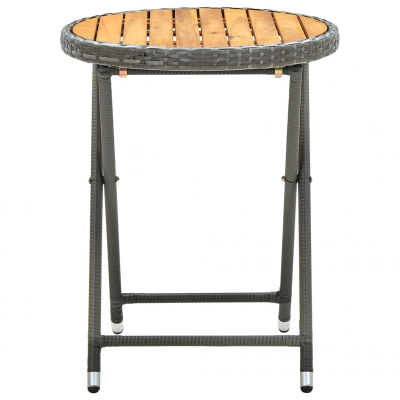 Stolik herbaciany, szary, 60 cm, rattan PE i drewno akacjowe