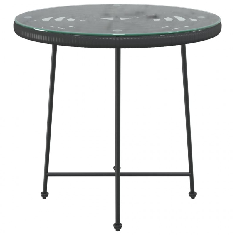 Stół jadalniany, czarny, Ø80 cm, szkło hartowane i stal