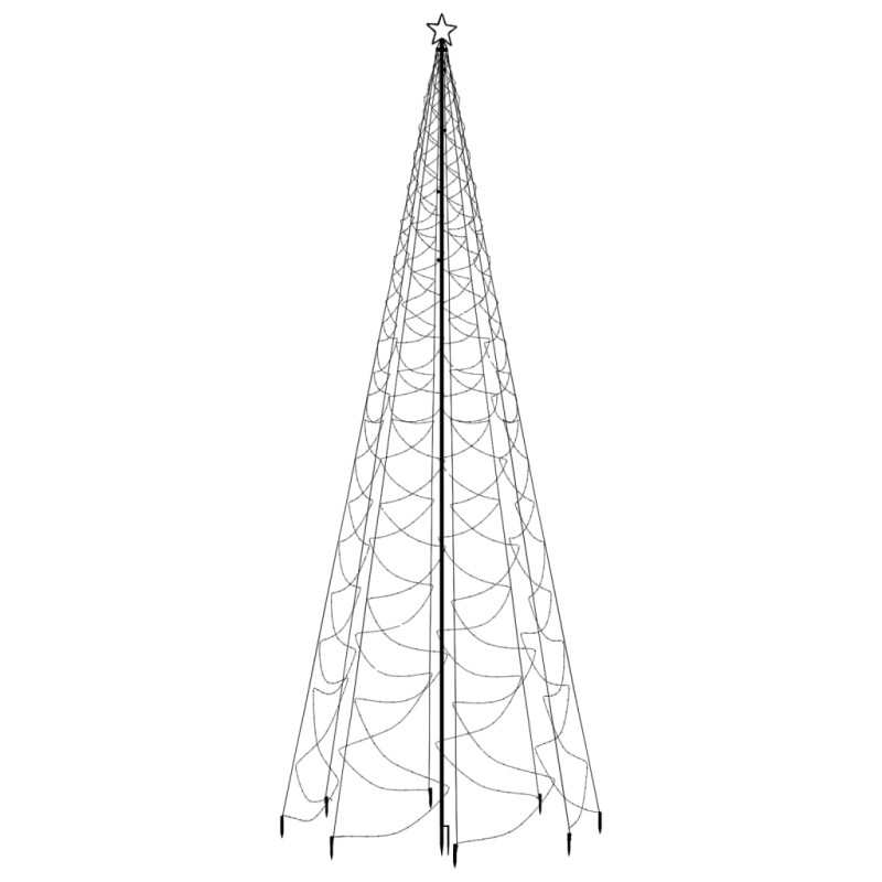 Choinka z metalowym słupkiem, 1400 zimnych białych LED, 5 m