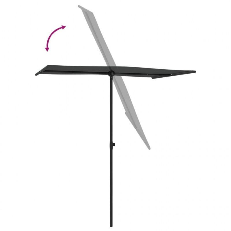 Parasol ogrodowy na aluminiowym słupku, 180x110 cm, antracytowy
