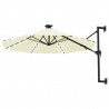 Parasol ogrodowy z LED, ścienny, 300 cm, piaskowy