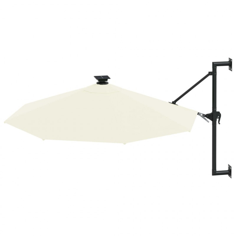 Parasol ogrodowy z LED, ścienny, 300 cm, piaskowy