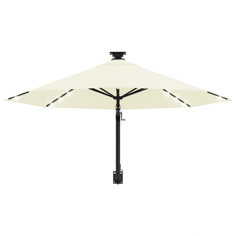 Parasol ogrodowy z LED, ścienny, 300 cm, piaskowy