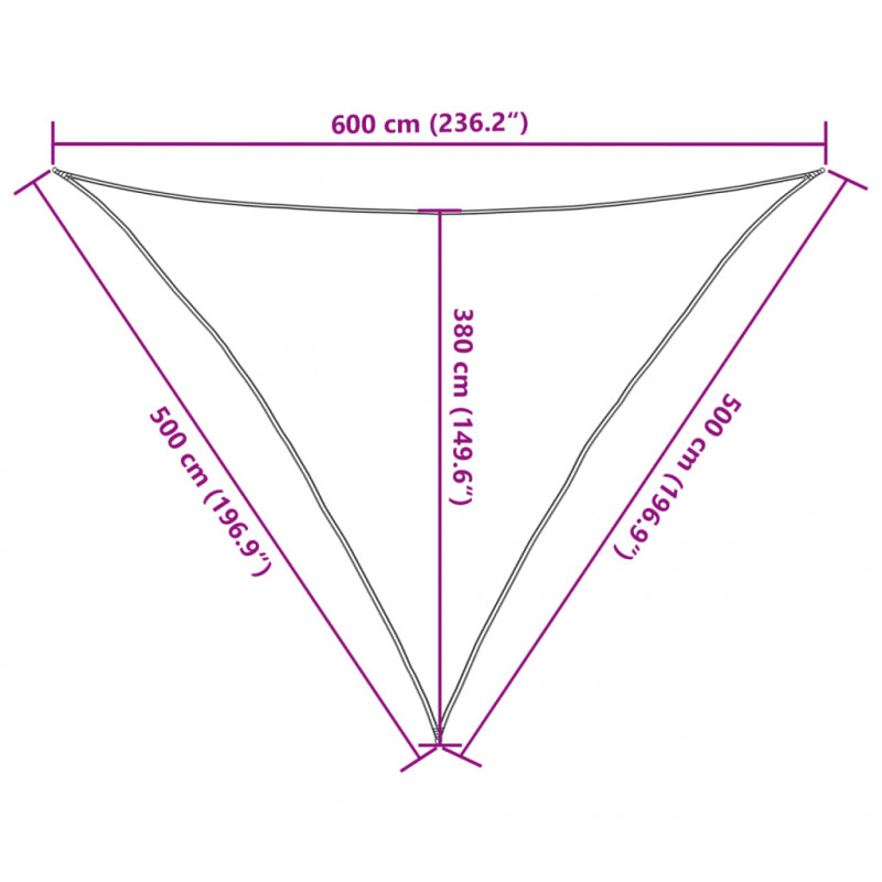 Żagiel przeciwsłoneczny, 160 g/m², antracytowy, 5x5x6 m, HDPE
