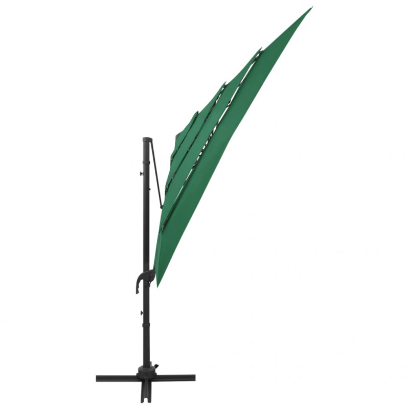 4-poziomowy parasol na aluminiowym słupku, zielony, 250x250 cm