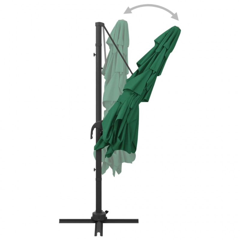 4-poziomowy parasol na aluminiowym słupku, zielony, 250x250 cm
