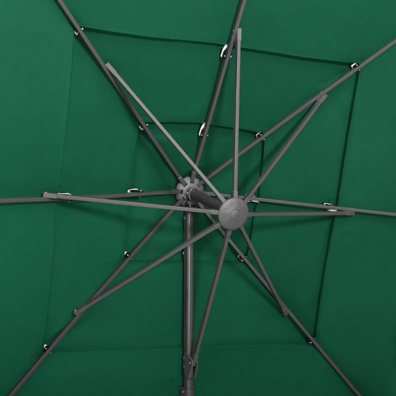 4-poziomowy parasol na aluminiowym słupku, zielony, 250x250 cm
