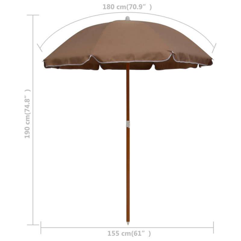 Parasol ogrodowy na stalowym słupku, 180 cm, taupe