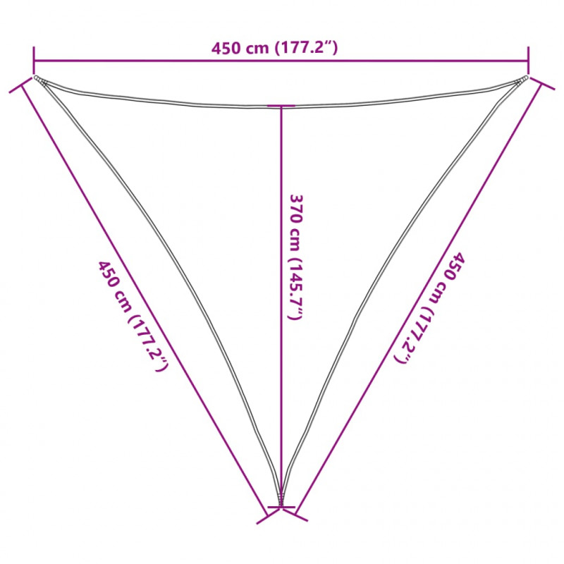 Żagiel przeciwsłoneczny, 160 g/m², czarny, 4,5x4,5x4,5m, HDPE