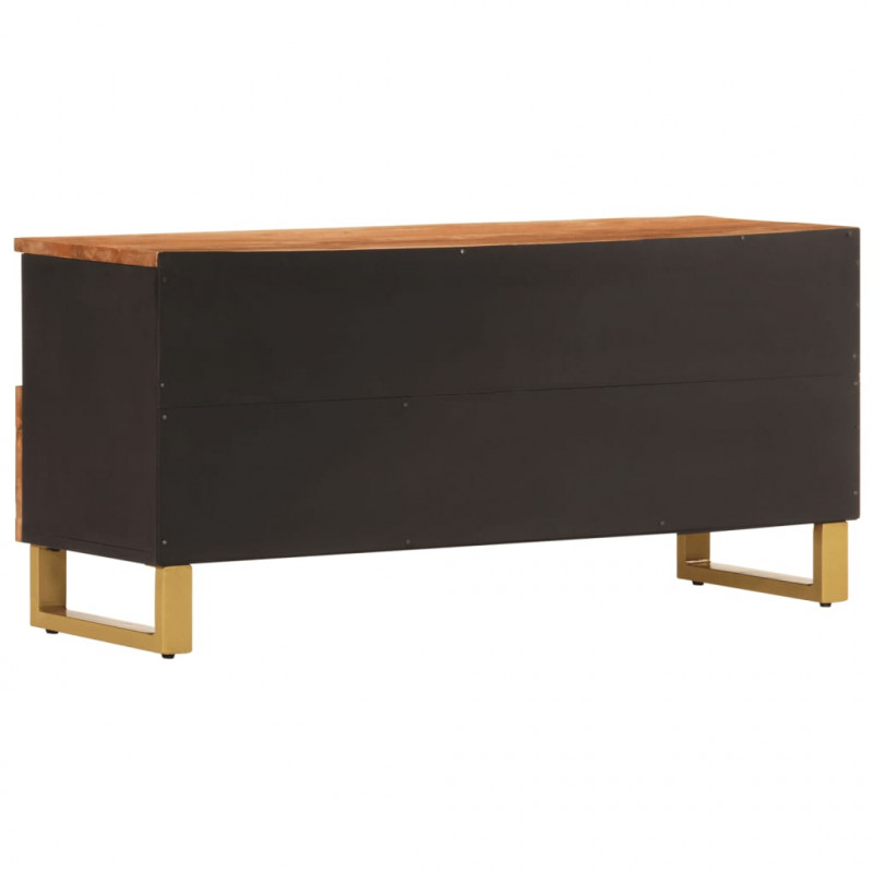 Szafka pod TV, brązowo-czarna 100x33,5x46 cm, lite drewno mango