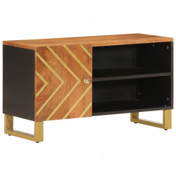 Szafka pod TV, brązowo-czarna 80x31,5x46 cm, lite drewno mango