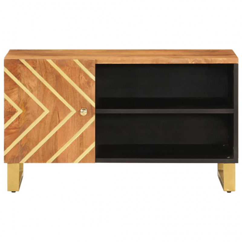 Szafka pod TV, brązowo-czarna 80x31,5x46 cm, lite drewno mango