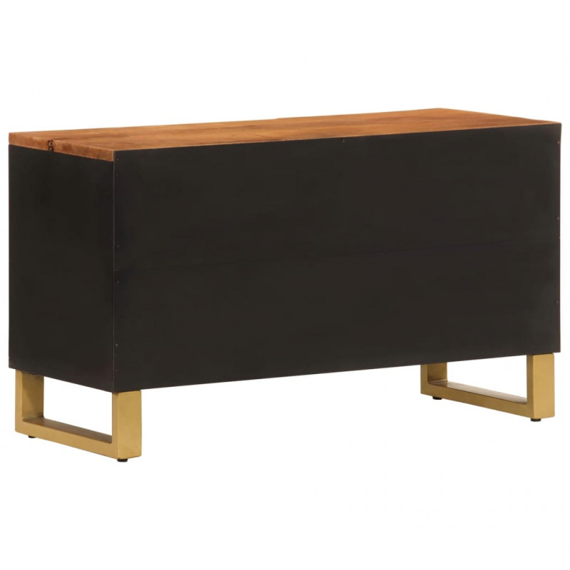 Szafka pod TV, brązowo-czarna 80x31,5x46 cm, lite drewno mango