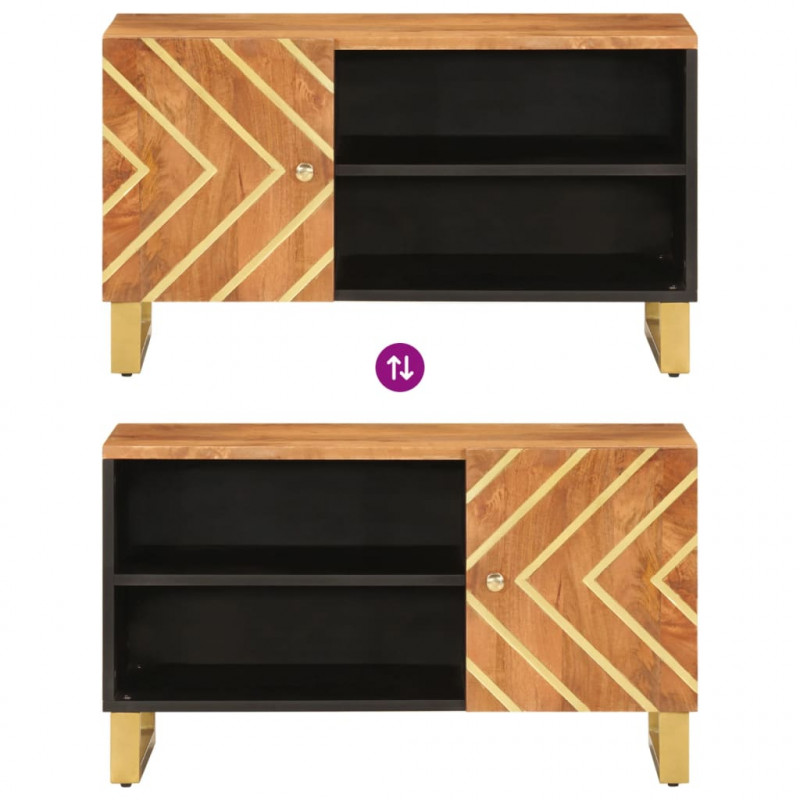 Szafka pod TV, brązowo-czarna 80x31,5x46 cm, lite drewno mango