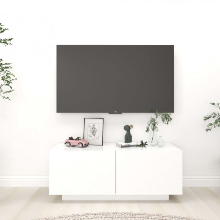 Szafka pod TV, biała, 100x35x40 cm, materiał drewnopochodny