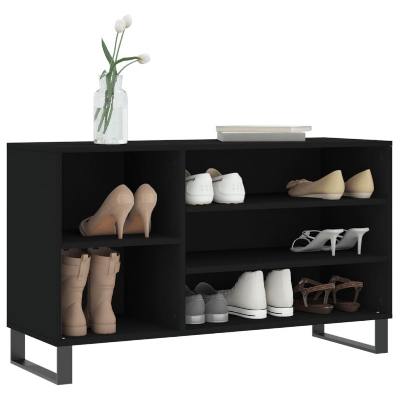 Szafka na buty, czarna, 102x36x60 cm, materiał drewnopochodny