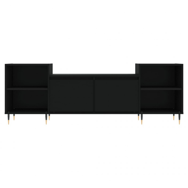 Szafka pod TV, czarna, 160x35x55 cm, materiał drewnopochodny