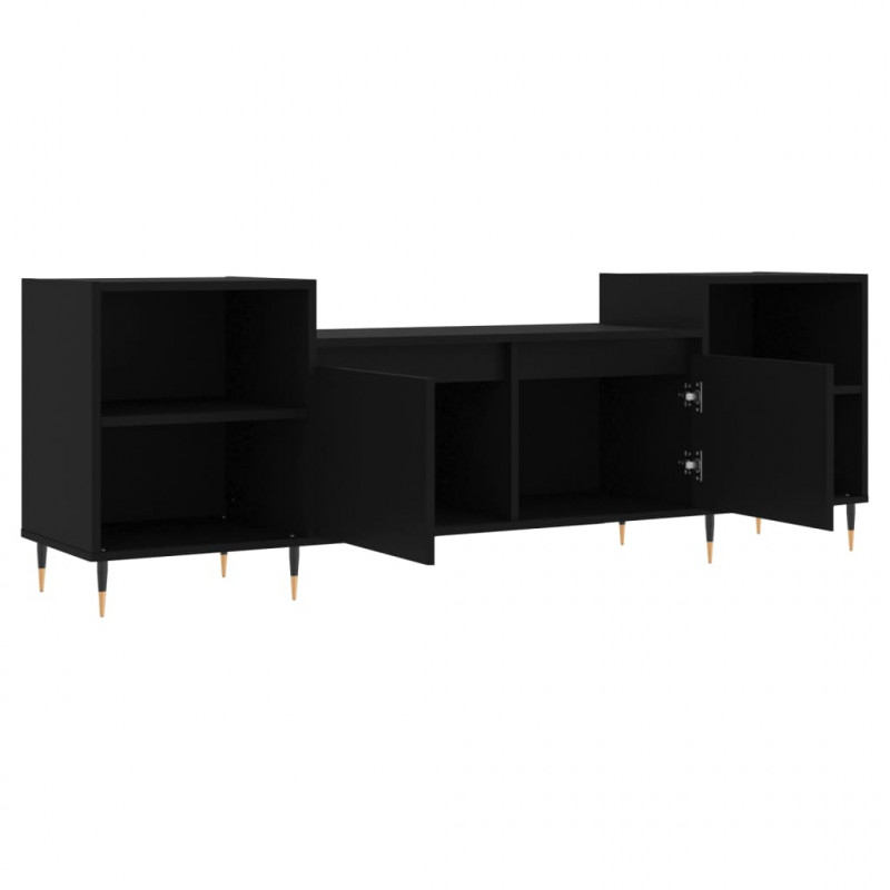 Szafka pod TV, czarna, 160x35x55 cm, materiał drewnopochodny