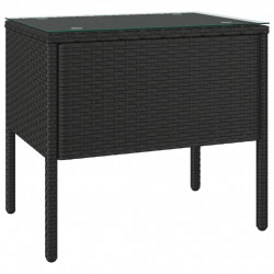 Stolik boczny, czarny, 53x37x48 cm, rattan PE i szkło hartowane
