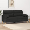2-osobowa sofa z poduszkami, czarna, 140 cm, tkanina