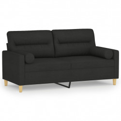 2-osobowa sofa z poduszkami, czarna, 140 cm, tkanina