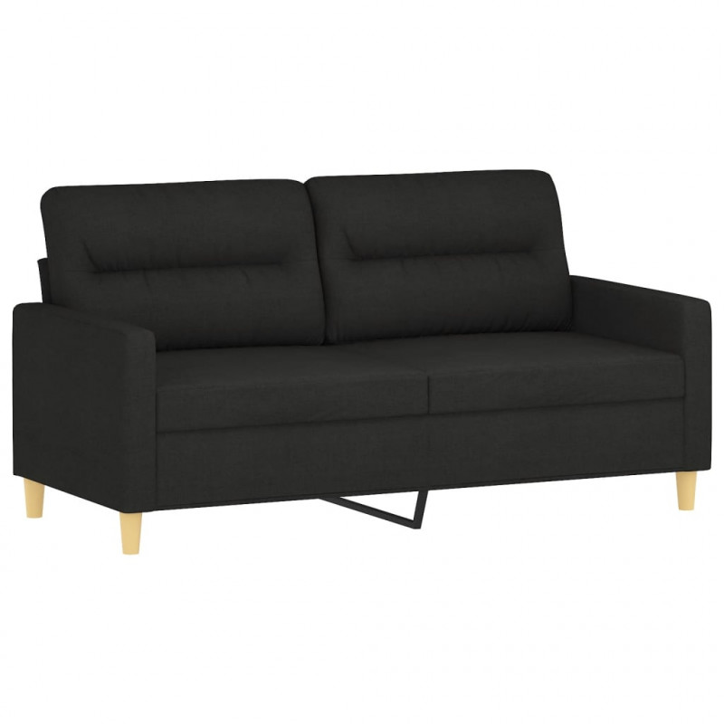 2-osobowa sofa z poduszkami, czarna, 140 cm, tkanina