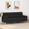 3-osobowa sofa z poduszkami, czarna, 180 cm, tkanina