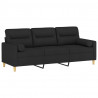 3-osobowa sofa z poduszkami, czarna, 180 cm, tkanina