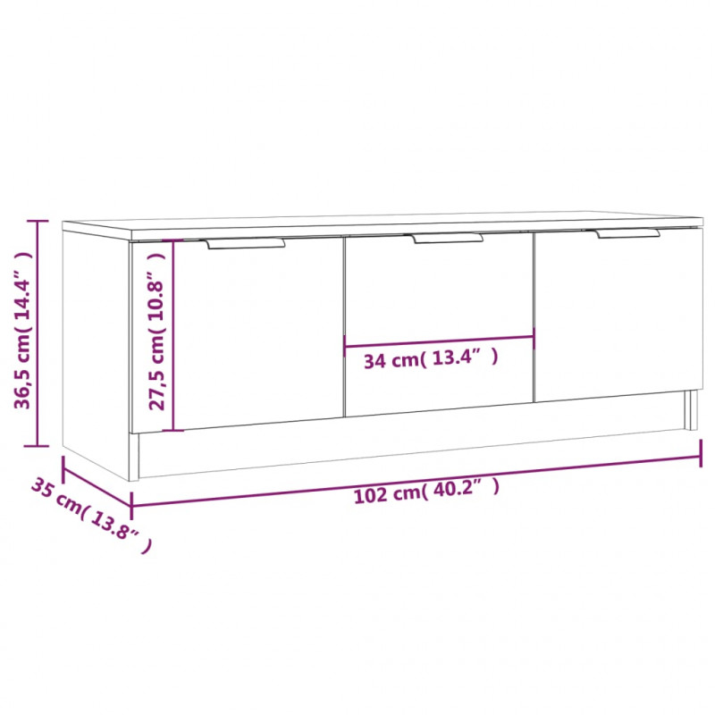 Szafka pod telewizor, czarna, 102x35x36,5 cm