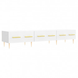 Szafka pod TV, biała, 150x36x30 cm, materiał drewnopochodny