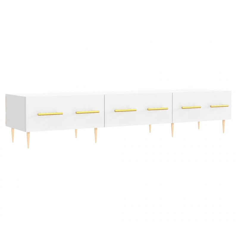 Szafka pod TV, biała, 150x36x30 cm, materiał drewnopochodny