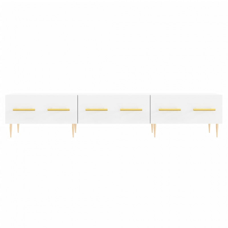 Szafka pod TV, biała, 150x36x30 cm, materiał drewnopochodny