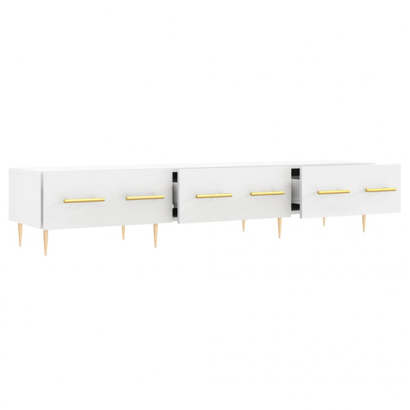 Szafka pod TV, biała, 150x36x30 cm, materiał drewnopochodny
