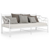 Sofa z wysuwaną ramą łóżka, biała, metalowa, 90x200 cm