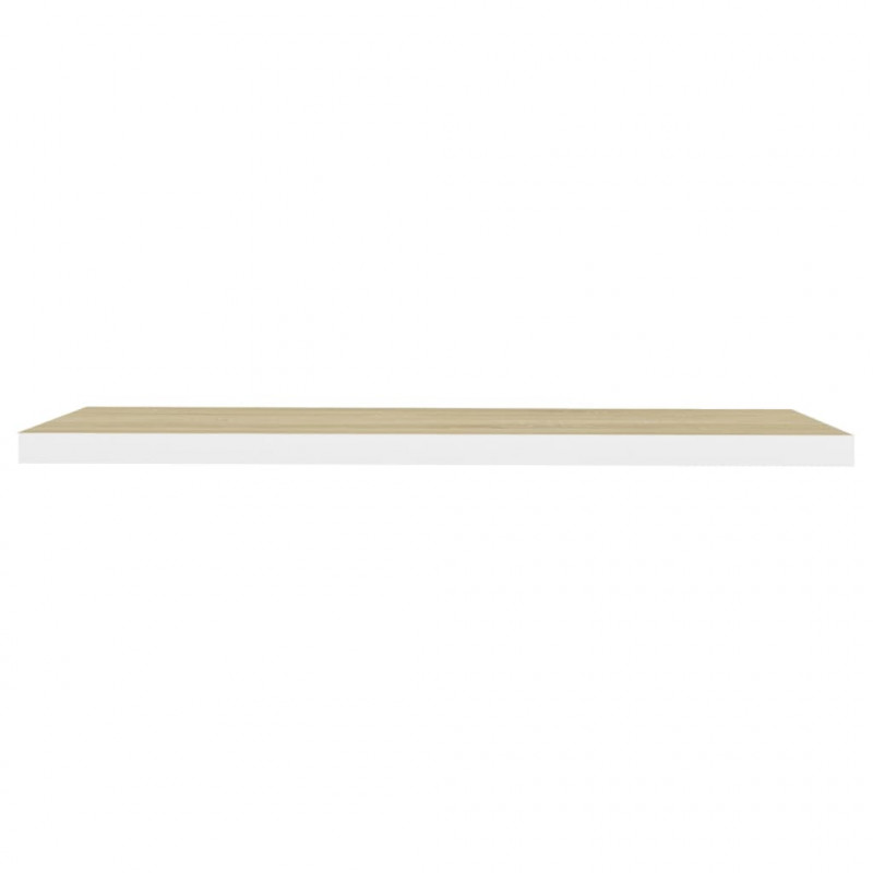 Półki ścienne, 2 szt., dębowo-białe, 120 x 23,5 x 3,8 cm, MDF