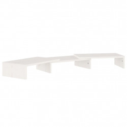 Podstawka na monitor, biała, 80x24x10,5 cm, lite drewno sosnowe