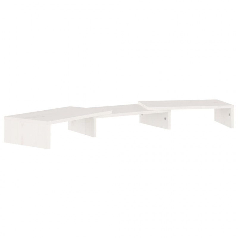 Podstawka na monitor, biała, 80x24x10,5 cm, lite drewno sosnowe