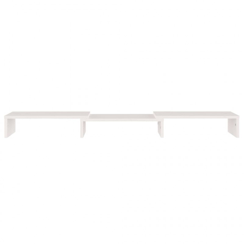 Podstawka na monitor, biała, 80x24x10,5 cm, lite drewno sosnowe
