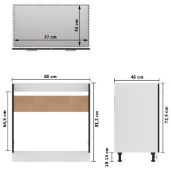 Szafka pod zlew, czarna, 80x46x81,5 cm, materiał drewnopochodny