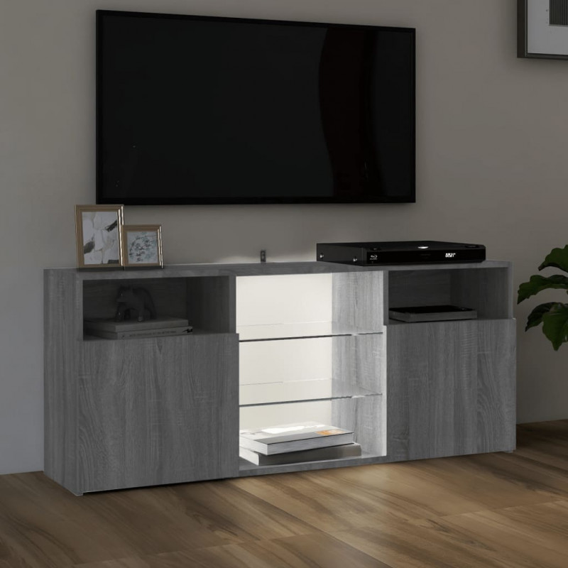Szafka TV z oświetleniem LED, szary dąb sonoma, 120x30x50 cm