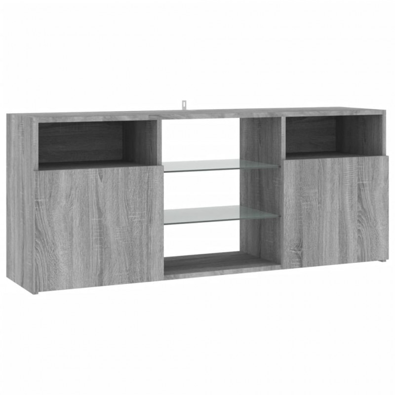 Szafka TV z oświetleniem LED, szary dąb sonoma, 120x30x50 cm