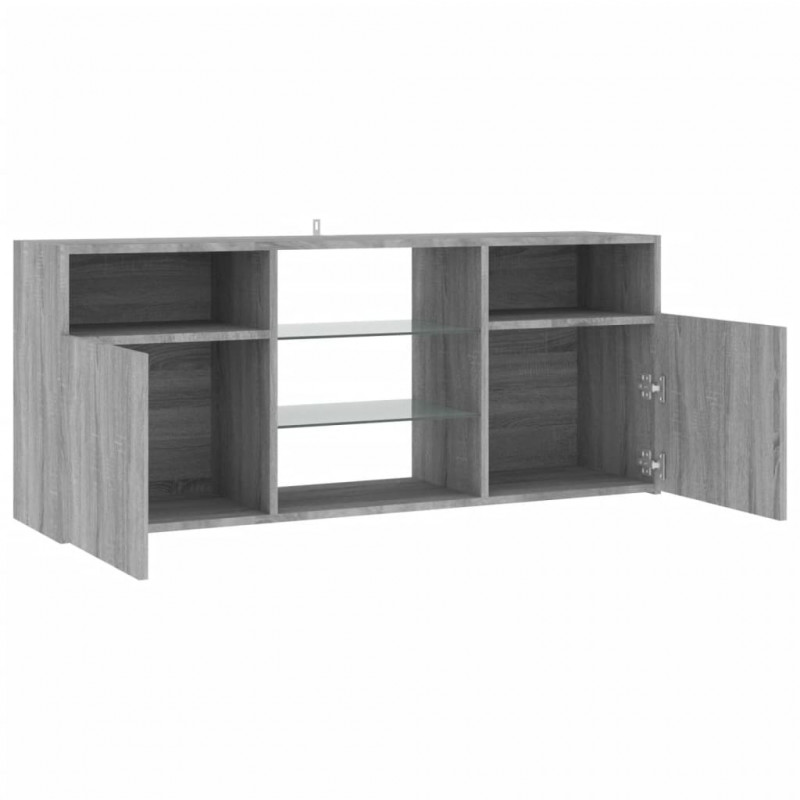 Szafka TV z oświetleniem LED, szary dąb sonoma, 120x30x50 cm