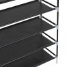 Stojak na buty z 10 półkami, metal i włóknina, czarny