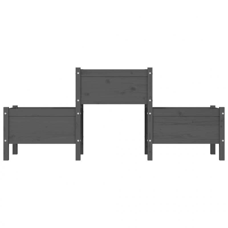 Donica, szara,178,5x44x75 cm, lite drewno sosnowe